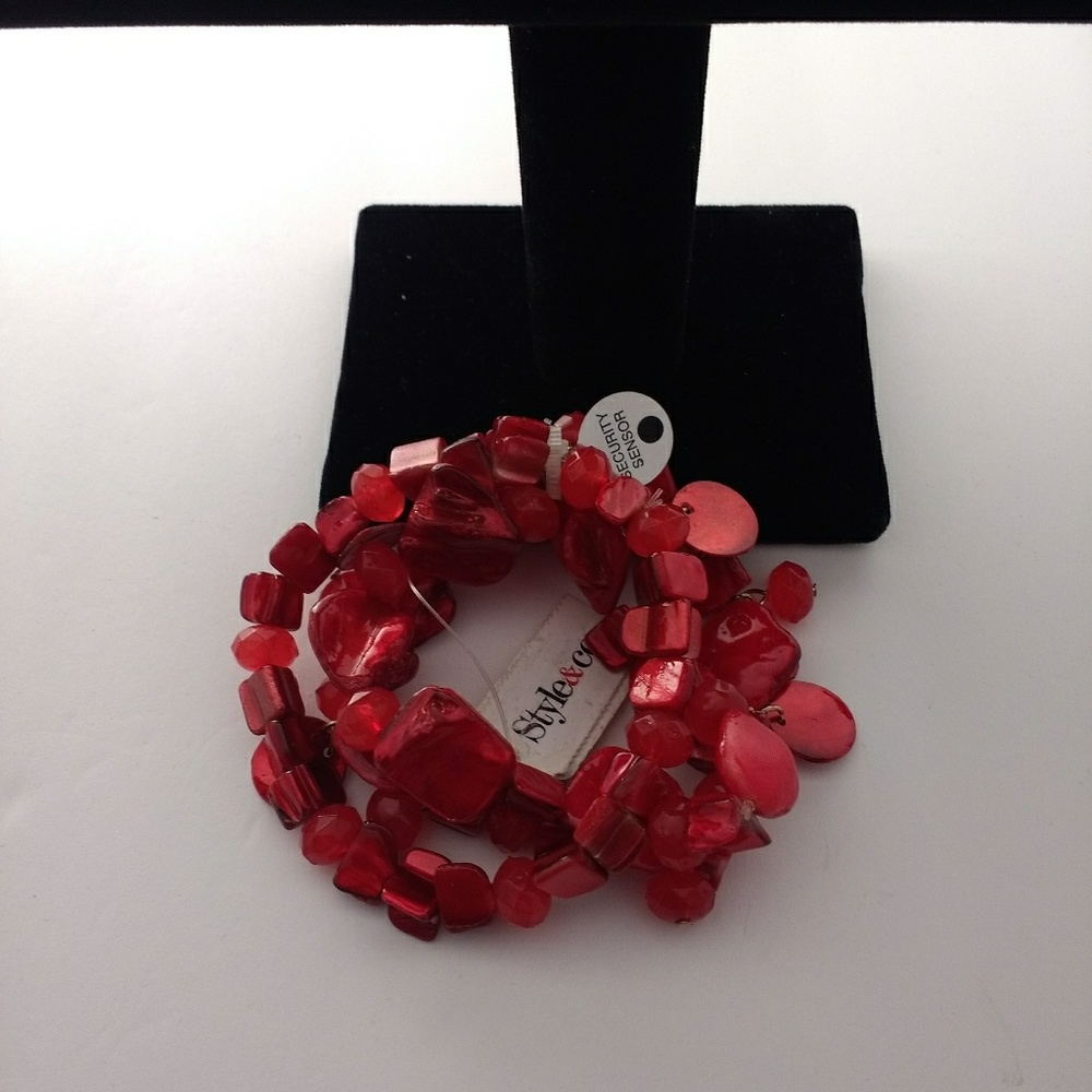 Style & Co Crimson Beads Charm Bracelet